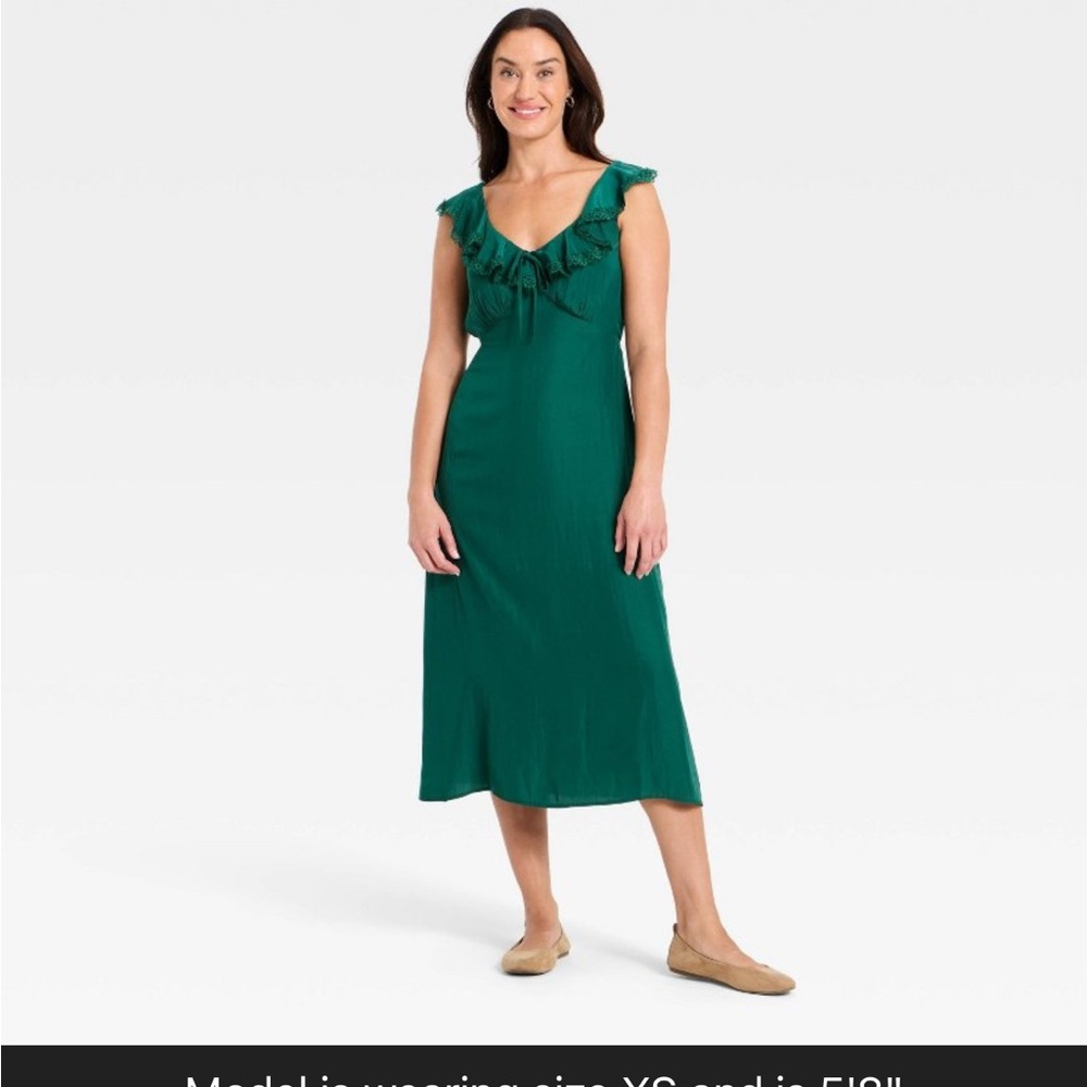 Women’s Ruffle Lace Midi A-Line Dress